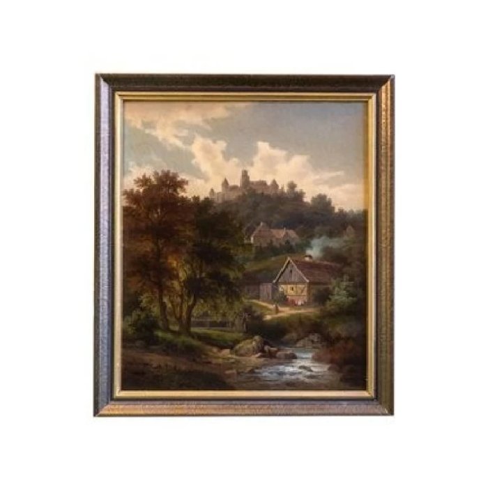 Julius SCHÖNROCK (1835 Danzig - 1878 Berlin) Zamek na wzgórzu olej na płótnie