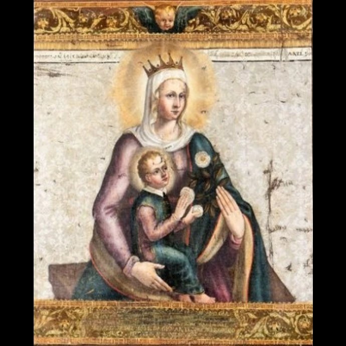 Malarz końca XVI wieku Madonna della Rosa olej na płótnie dublowanym