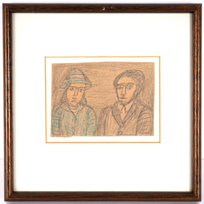 Nikifor Krynicki (1895 - 1968) portret podwójny, rysunek