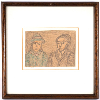 Nikifor Krynicki (1895 - 1968) portret podwójny, rysunek