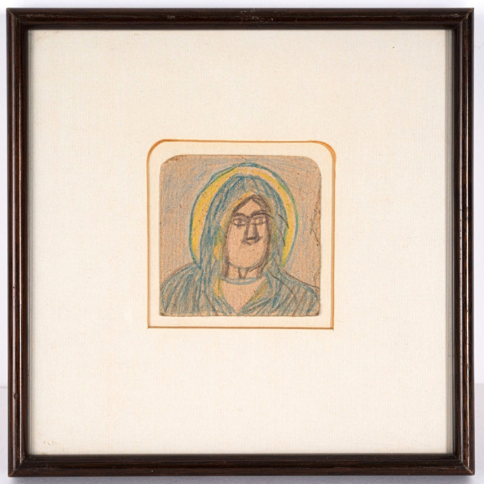 Nikifor Krynicki (1895 - 1968) wizerunek Maryi, rysunek