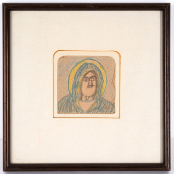 Nikifor Krynicki (1895 - 1968) wizerunek Maryi, rysunek